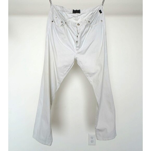 Vintage Versace Jeans Couture Button-Fly Straight Leg Denim Jeans White 34x28 - Picture 1 of 12